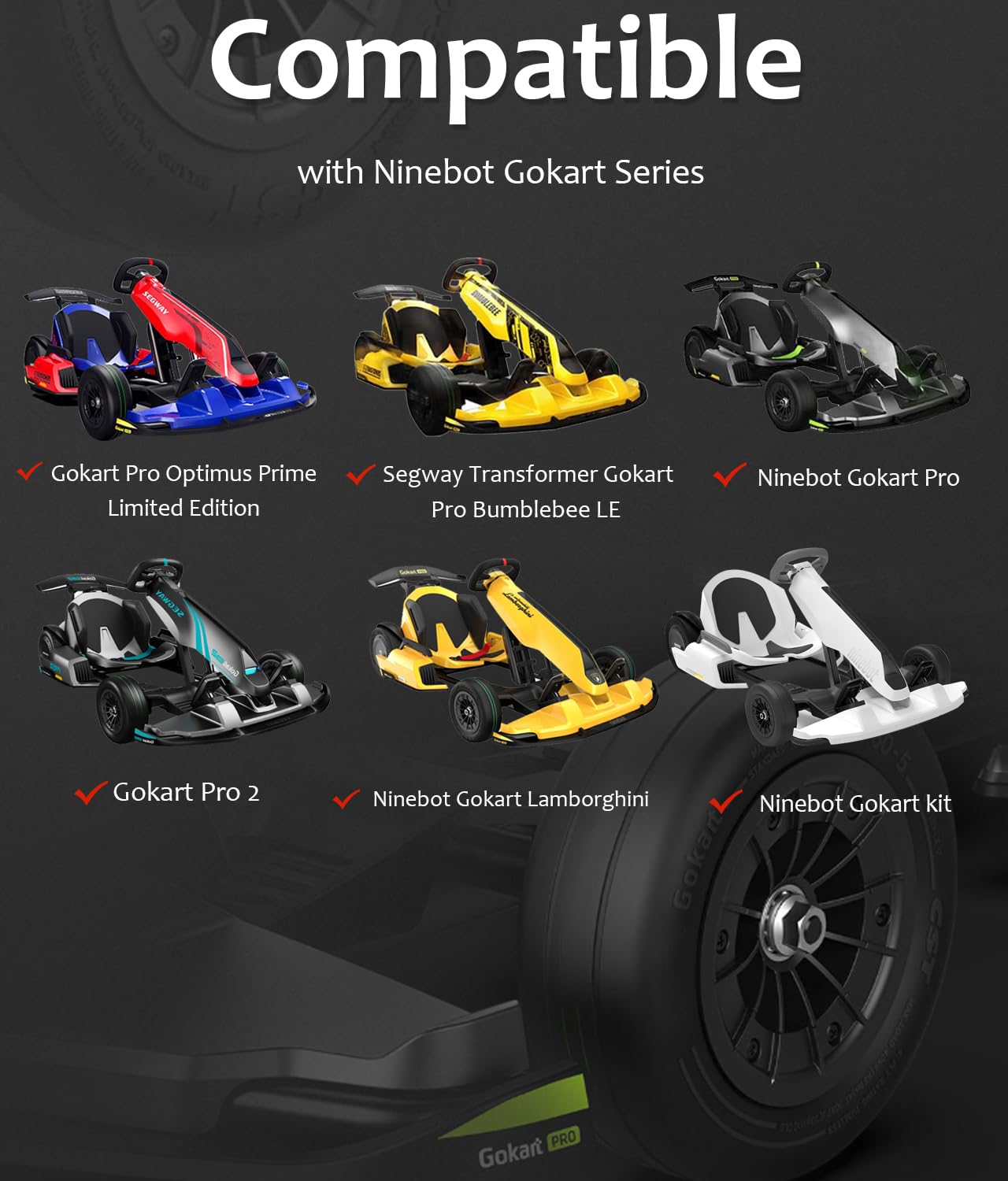 Amazon.com: GLDYTIMES 80/60-5 Front Wheel Fit for Ninebot Gokart